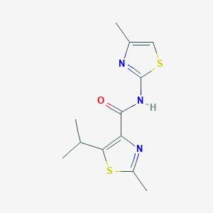 molecular formula C12H15N3OS2 B12166800 5-isopropyl-2-methyl-N-(4-methylthiazol-2-yl)thiazole-4-carboxamide 