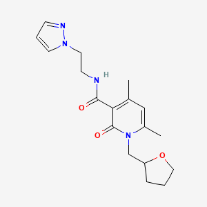 4,6-dimethyl-2-oxo-N-[2-(1H-pyrazol-1-yl)ethyl]-1-(tetrahydrofuran-2-ylmethyl)-1,2-dihydropyridine-3-carboxamide