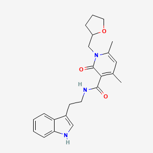 molecular formula C23H27N3O3 B12166966 N-[2-(1H-indol-3-yl)ethyl]-4,6-dimethyl-2-oxo-1-(tetrahydrofuran-2-ylmethyl)-1,2-dihydropyridine-3-carboxamide 