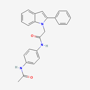 molecular formula C24H21N3O2 B12167001 N-[4-(acetylamino)phenyl]-2-(2-phenyl-1H-indol-1-yl)acetamide 