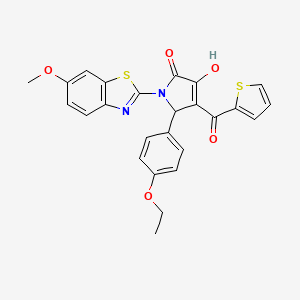 molecular formula C25H20N2O5S2 B12167043 (4E)-5-(4-ethoxyphenyl)-4-[hydroxy(thiophen-2-yl)methylidene]-1-(6-methoxy-1,3-benzothiazol-2-yl)pyrrolidine-2,3-dione 