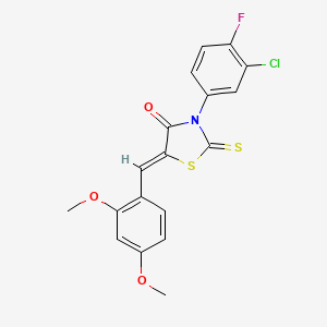 molecular formula C18H13ClFNO3S2 B12167061 (Z)-3-(3-chloro-4-fluorophenyl)-5-(2,4-dimethoxybenzylidene)-2-thioxothiazolidin-4-one 