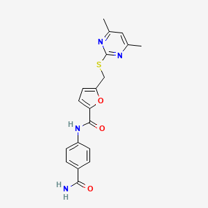 N-(4-carbamoylphenyl)-5-{[(4,6-dimethylpyrimidin-2-yl)sulfanyl]methyl}furan-2-carboxamide