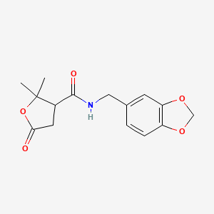 N-(1,3-benzodioxol-5-ylmethyl)-2,2-dimethyl-5-oxotetrahydrofuran-3-carboxamide