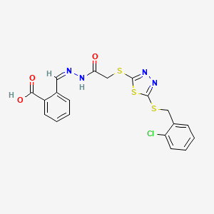 molecular formula C19H15ClN4O3S3 B12167114 2-[(E)-[[2-[[5-[(2-chlorophenyl)methylsulfanyl]-1,3,4-thiadiazol-2-yl]sulfanyl]acetyl]hydrazinylidene]methyl]benzoic acid 