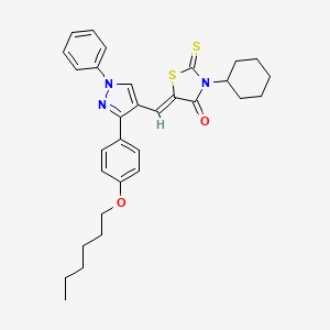 molecular formula C31H35N3O2S2 B12167151 (5Z)-3-cyclohexyl-5-({3-[4-(hexyloxy)phenyl]-1-phenyl-1H-pyrazol-4-yl}methylidene)-2-thioxo-1,3-thiazolidin-4-one 