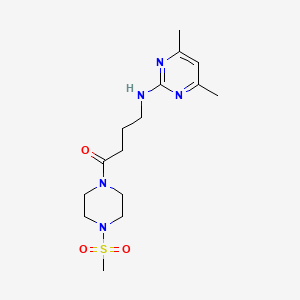 molecular formula C15H25N5O3S B12167251 4-((4,6-Dimethylpyrimidin-2-yl)amino)-1-(4-(methylsulfonyl)piperazin-1-yl)butan-1-one 