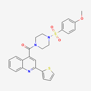 molecular formula C25H23N3O4S2 B12167256 {4-[(4-Methoxyphenyl)sulfonyl]piperazin-1-yl}[2-(thiophen-2-yl)quinolin-4-yl]methanone 