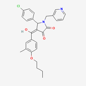 (4E)-4-[(4-butoxy-3-methylphenyl)(hydroxy)methylidene]-5-(4-chlorophenyl)-1-(pyridin-3-ylmethyl)pyrrolidine-2,3-dione