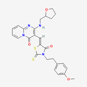 molecular formula C26H26N4O4S2 B12167275 3-[(Z)-{3-[2-(4-methoxyphenyl)ethyl]-4-oxo-2-thioxo-1,3-thiazolidin-5-ylidene}methyl]-2-[(tetrahydrofuran-2-ylmethyl)amino]-4H-pyrido[1,2-a]pyrimidin-4-one 