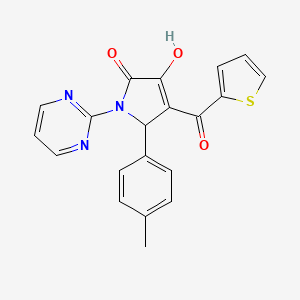 molecular formula C20H15N3O3S B12167341 (E)-[2-(4-methylphenyl)-4,5-dioxo-1-(pyrimidin-1-ium-2-yl)pyrrolidin-3-ylidene](thiophen-2-yl)methanolate 