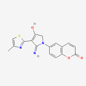 molecular formula C17H13N3O3S B12167353 6-[4-hydroxy-2-imino-3-(4-methyl-1,3-thiazol-2-yl)-2,5-dihydro-1H-pyrrol-1-yl]-2H-chromen-2-one 