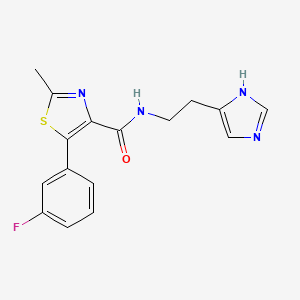 molecular formula C16H15FN4OS B12167596 5-(3-fluorophenyl)-N-[2-(1H-imidazol-4-yl)ethyl]-2-methyl-1,3-thiazole-4-carboxamide 