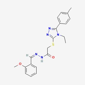 molecular formula C21H23N5O2S B12167621 2-{[4-ethyl-5-(4-methylphenyl)-4H-1,2,4-triazol-3-yl]sulfanyl}-N'-[(Z)-(2-methoxyphenyl)methylidene]acetohydrazide 