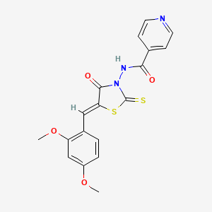 molecular formula C18H15N3O4S2 B12167655 N-[(5Z)-5-(2,4-dimethoxybenzylidene)-4-oxo-2-thioxo-1,3-thiazolidin-3-yl]pyridine-4-carboxamide 