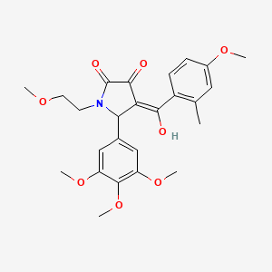 molecular formula C25H29NO8 B12167678 (4E)-4-[hydroxy(4-methoxy-2-methylphenyl)methylidene]-1-(2-methoxyethyl)-5-(3,4,5-trimethoxyphenyl)pyrrolidine-2,3-dione 