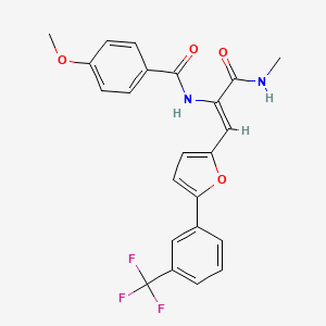 molecular formula C23H19F3N2O4 B12167683 (2Z)-2-[(4-methoxyphenyl)carbonylamino]-N-methyl-3-{5-[3-(trifluoromethyl)phen yl](2-furyl)}prop-2-enamide 