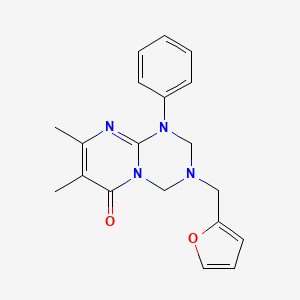 3-(furan-2-ylmethyl)-7,8-dimethyl-1-phenyl-1,2,3,4-tetrahydro-6H-pyrimido[1,2-a][1,3,5]triazin-6-one