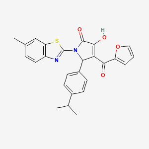 molecular formula C26H22N2O4S B12167696 4-(2-Furylcarbonyl)-3-hydroxy-1-(6-methylbenzothiazol-2-yl)-5-[4-(methylethyl) phenyl]-3-pyrrolin-2-one 