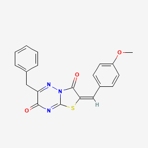 molecular formula C20H15N3O3S B12167713 (2E)-6-benzyl-2-(4-methoxybenzylidene)-7H-[1,3]thiazolo[3,2-b][1,2,4]triazine-3,7(2H)-dione 