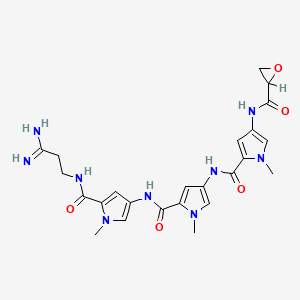 molecular formula C24H29N9O5 B1216772 N-[5-[[5-[(3-amino-3-iminopropyl)carbamoyl]-1-methylpyrrol-3-yl]carbamoyl]-1-methylpyrrol-3-yl]-1-methyl-4-(oxirane-2-carbonylamino)pyrrole-2-carboxamide CAS No. 145875-38-3