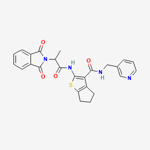 molecular formula C25H22N4O4S B12167756 2-{[2-(1,3-dioxo-1,3-dihydro-2H-isoindol-2-yl)propanoyl]amino}-N-(pyridin-3-ylmethyl)-5,6-dihydro-4H-cyclopenta[b]thiophene-3-carboxamide 