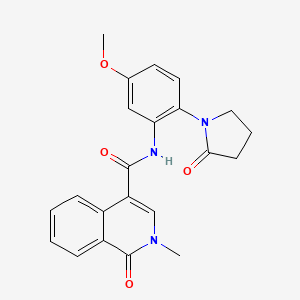 molecular formula C22H21N3O4 B12167825 N-[5-methoxy-2-(2-oxopyrrolidin-1-yl)phenyl]-2-methyl-1-oxo-1,2-dihydroisoquinoline-4-carboxamide 