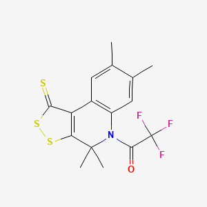 molecular formula C16H14F3NOS3 B12167840 2,2,2-trifluoro-1-(4,4,7,8-tetramethyl-1-thioxo-1,4-dihydro-5H-[1,2]dithiolo[3,4-c]quinolin-5-yl)ethanone 