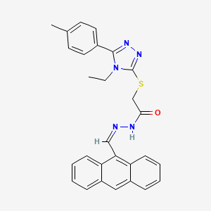 molecular formula C28H25N5OS B12167872 N-[(E)-anthracen-9-ylmethylideneamino]-2-[[4-ethyl-5-(4-methylphenyl)-1,2,4-triazol-3-yl]sulfanyl]acetamide 