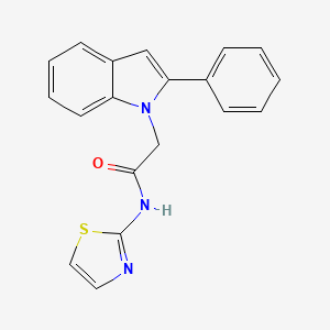 molecular formula C19H15N3OS B12167873 2-(2-phenyl-1H-indol-1-yl)-N-(1,3-thiazol-2-yl)acetamide 