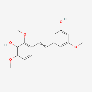 molecular formula C17H20O5 B1216789 3-[2-(5-Hydroxy-3-methoxycyclohexa-2,4-dien-1-yl)ethenyl]-2,6-dimethoxyphenol 