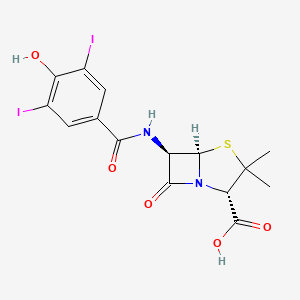 molecular formula C15H14I2N2O5S B1216791 6-(4-Hydroxy-3,5-diiodobenzamido)penicilloic acid CAS No. 94887-73-7