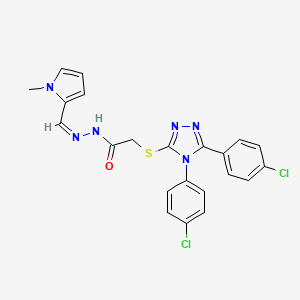 molecular formula C22H18Cl2N6OS B12167986 2-{[4,5-bis(4-chlorophenyl)-4H-1,2,4-triazol-3-yl]sulfanyl}-N'-[(Z)-(1-methyl-1H-pyrrol-2-yl)methylidene]acetohydrazide 