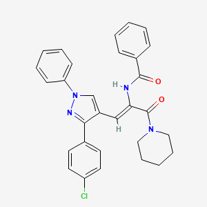 molecular formula C30H27ClN4O2 B12168011 N-[(1Z)-1-[3-(4-chlorophenyl)-1-phenyl-1H-pyrazol-4-yl]-3-oxo-3-(piperidin-1-yl)prop-1-en-2-yl]benzamide 