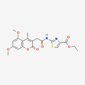 molecular formula C20H20N2O7S B12168037 ethyl 2-{[(5,7-dimethoxy-4-methyl-2-oxo-2H-chromen-3-yl)acetyl]amino}-1,3-thiazole-4-carboxylate 