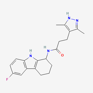 molecular formula C20H23FN4O B12168086 3-(3,5-dimethyl-1H-pyrazol-4-yl)-N-(6-fluoro-2,3,4,9-tetrahydro-1H-carbazol-1-yl)propanamide 