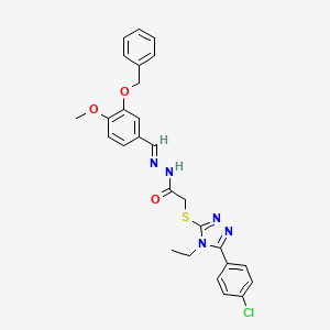 N'-{(E)-[3-(benzyloxy)-4-methoxyphenyl]methylidene}-2-{[5-(4-chlorophenyl)-4-ethyl-4H-1,2,4-triazol-3-yl]sulfanyl}acetohydrazide