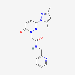 molecular formula C17H18N6O2 B12168246 2-(3-(3,5-dimethyl-1H-pyrazol-1-yl)-6-oxopyridazin-1(6H)-yl)-N-(pyridin-2-ylmethyl)acetamide 