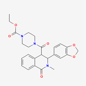 molecular formula C25H27N3O6 B12168307 Ethyl 4-{[3-(1,3-benzodioxol-5-yl)-2-methyl-1-oxo-1,2,3,4-tetrahydroisoquinolin-4-yl]carbonyl}piperazine-1-carboxylate 