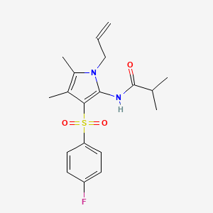 molecular formula C19H23FN2O3S B12168363 N-{3-[(4-fluorophenyl)sulfonyl]-4,5-dimethyl-1-(prop-2-en-1-yl)-1H-pyrrol-2-yl}-2-methylpropanamide 