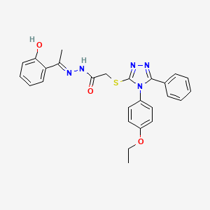 2-{[4-(4-ethoxyphenyl)-5-phenyl-4H-1,2,4-triazol-3-yl]sulfanyl}-N'-[(1E)-1-(2-hydroxyphenyl)ethylidene]acetohydrazide