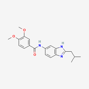 3,4-dimethoxy-N-[2-(2-methylpropyl)-1H-benzimidazol-5-yl]benzamide