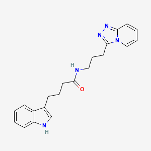 molecular formula C21H23N5O B12168522 4-(1H-indol-3-yl)-N-[3-([1,2,4]triazolo[4,3-a]pyridin-3-yl)propyl]butanamide 