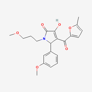 molecular formula C21H23NO6 B12168541 3-hydroxy-5-(3-methoxyphenyl)-1-(3-methoxypropyl)-4-(5-methylfuran-2-carbonyl)-2,5-dihydro-1H-pyrrol-2-one 