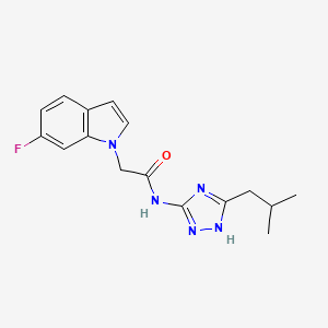 2-(6-fluoro-1H-indol-1-yl)-N-[3-(2-methylpropyl)-1H-1,2,4-triazol-5-yl]acetamide