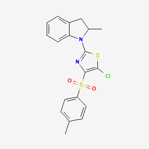 molecular formula C19H17ClN2O2S2 B12168613 1-[5-chloro-4-(4-methylbenzenesulfonyl)-1,3-thiazol-2-yl]-2-methyl-2,3-dihydro-1H-indole 