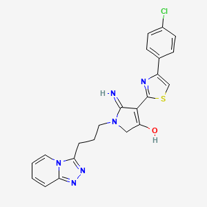 molecular formula C22H19ClN6OS B12168621 4-[4-(4-chlorophenyl)-1,3-thiazol-2-yl]-5-imino-1-[3-([1,2,4]triazolo[4,3-a]pyridin-3-yl)propyl]-2,5-dihydro-1H-pyrrol-3-ol 