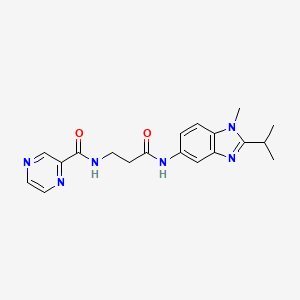 molecular formula C19H22N6O2 B12168672 N-(3-{[1-methyl-2-(propan-2-yl)-1H-benzimidazol-5-yl]amino}-3-oxopropyl)pyrazine-2-carboxamide 