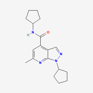 molecular formula C18H24N4O B12168680 N,1-dicyclopentyl-6-methyl-1H-pyrazolo[3,4-b]pyridine-4-carboxamide 