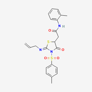 2-[3-(4-methylbenzenesulfonyl)-4-oxo-2-[(prop-2-en-1-yl)imino]-1,3-thiazolidin-5-yl]-N-(2-methylphenyl)acetamide